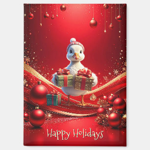 Cute Duck Christmas Holiday Magnet