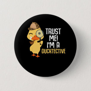 Cute Duck Detective Animal Humour Duck Lover 6 Cm Round Badge