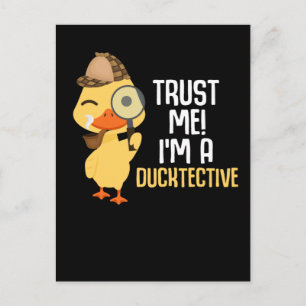 Cute Duck Detective Animal Humour Duck Lover Postcard