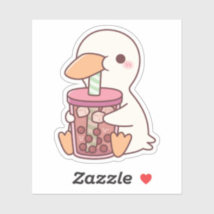 Cute Duck Drinking Boba Tea