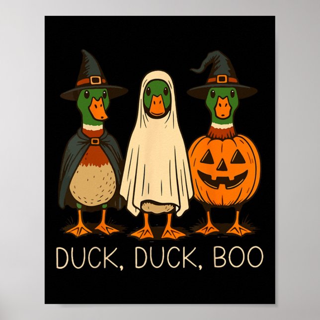 Cute Duck Duck Boo Funny Spooky Goose Halloween Fa Poster (Front)