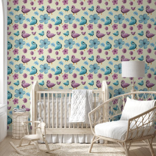 Cute Duck Floral Pattern Aesthetic Pastel Kawaii B Wallpaper