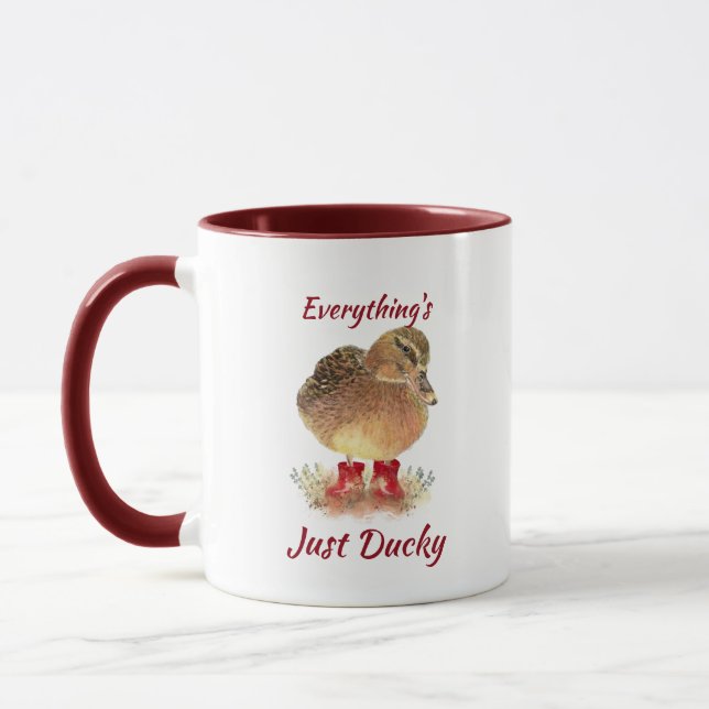 Cute Duck Fun Quote " Everything is Just Ducky"    Mug (Left)