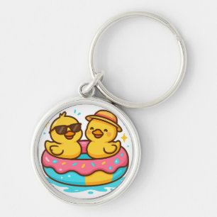 Cute Duck in Floatie – Funny Summer Vibes T-Shirt Key Ring
