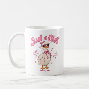 Cute Duck Just a Girl Pink Coquette Coffee Mug