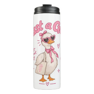 Cute Duck Just a Girl Pink Coquette Thermal Tumbler