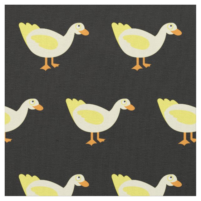 Cute Duck Kid Baby Nursery Black Fabric (Close Up)