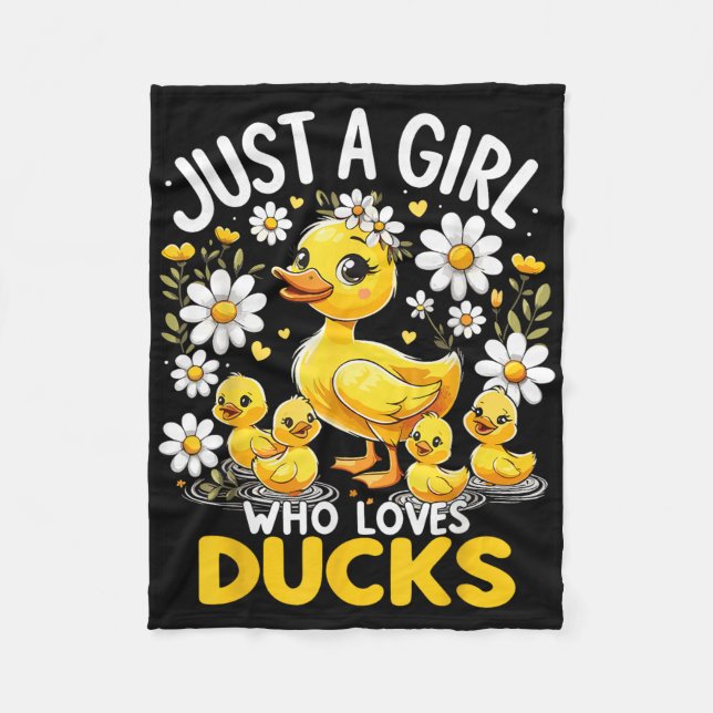 Cute Duck Lover Just A Girl Who Loves Ducks  Fleece Blanket (Front)
