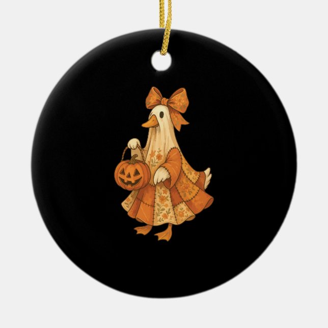 Cute Duck Patchwork Halloween Party Ceramic Tree Decoration (Front)
