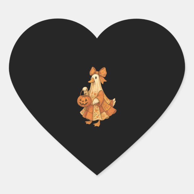 Cute Duck Patchwork Halloween Party Heart Sticker (Front)