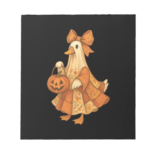 Cute Duck Patchwork Halloween Party Notepad (Front)