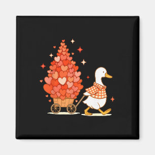 Cute Duck Pulling Heart Cart Funny Valentine Gift Magnet