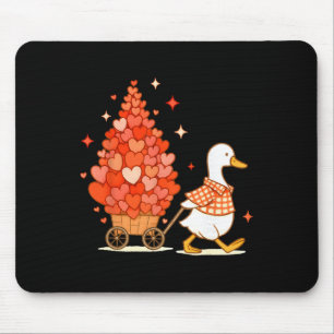 Cute Duck Pulling Heart Cart Funny Valentine Gift  Mouse Pad