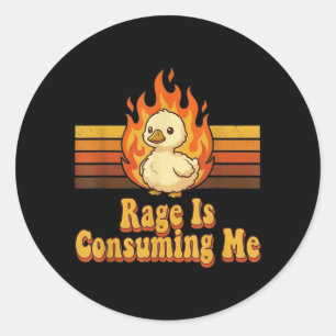 Cute Duck Rage Is Consuming Me Funny Retro Duck Classic Round Sticker