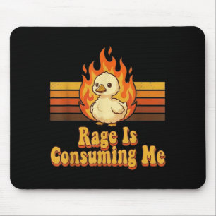 Cute Duck Rage Is Consuming Me Funny Retro Duck Mouse Pad