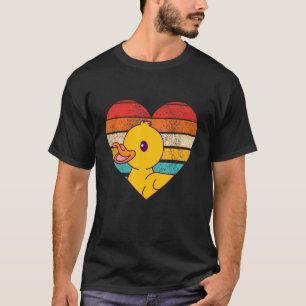 Cute Duck Retro Heart Shape Vintage T-Shirt