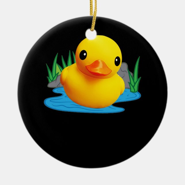 Cute Duck Rubber Duckling 3D Effect Ceramic Tree Decoration (Front)