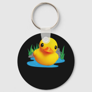 Cute Duck Rubber Duckling 3D Effect Key Ring