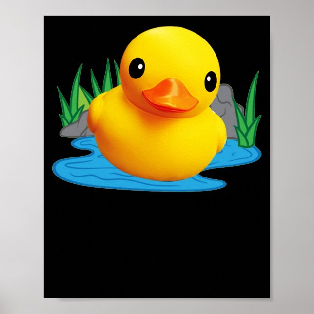 Cute Duck Rubber Duckling 3D Effect Poster (Front)