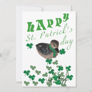 Cute Duck Shamrock Clover Happy St Patrick's Day  Holiday Card