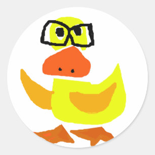 Cute Duck Wearing Glasses Art Classic Round Sticker