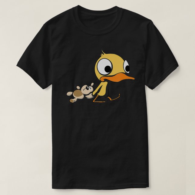Cute Duck with Teddy Bear  T-Shirt (Design Front)