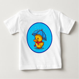 Cute Duck With Umbrella Rain Cartoon Baby T-Shirt
