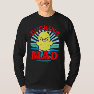 Cute Ducking Mad Duck Meme With Blue Retro Sunset T-Shirt