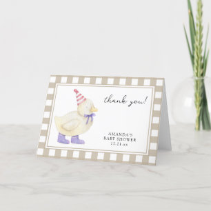 Cute duckling baby shower thank you card