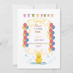 Cute Duckling Birthday Invitation for Kids