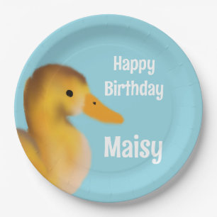 Cute Duckling Birthday Paper Plate