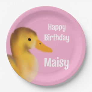 Cute Duckling Birthday Paper Plate