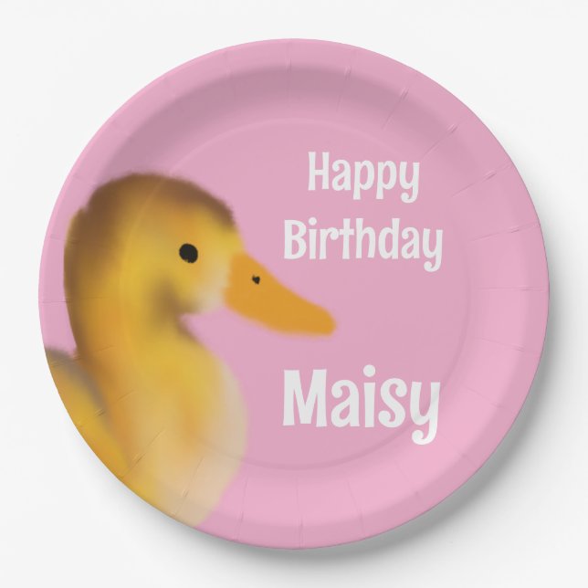 Cute Duckling Birthday  Paper Plate (Front)