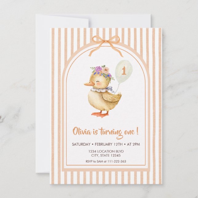Cute Duckling Birthday Party Invitation (Front)