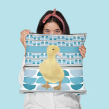 Cute Duckling Blue Semi Circle Geometric