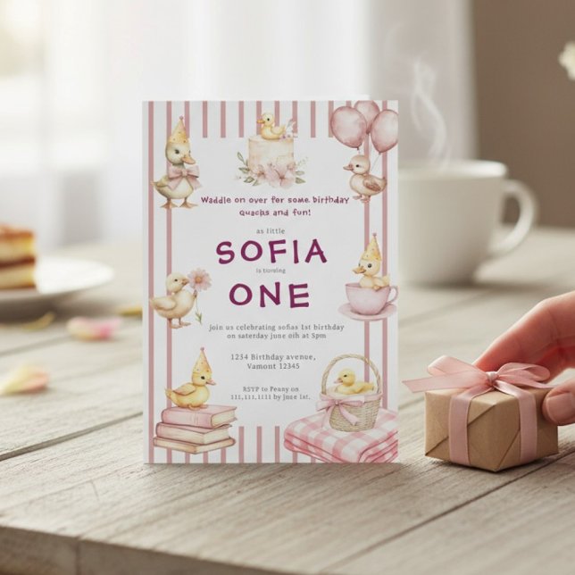 Cute Duckling First Birthday Invitation (Creator Uploaded)