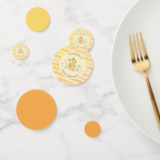 Cute Duckling First Birthday Party Confetti (Group)