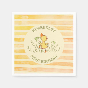 Cute Duckling First Birthday Party Napkin