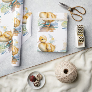 Cute Duckling Gender Neutral Baby Shower Wrapping Paper