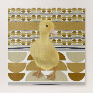 Cute Duckling Golden Brown Semi Circle Geometric Jigsaw Puzzle