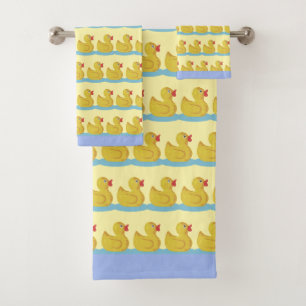 Cute Duckling Pattern on Light Yellow Bath Towel Set