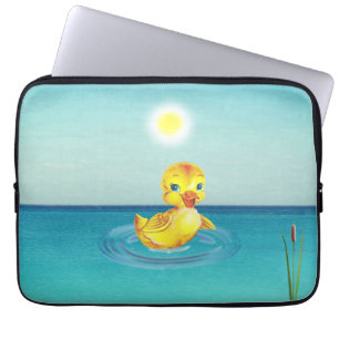 Cute Duckling Swimming on the Lake Laptop Sleeve