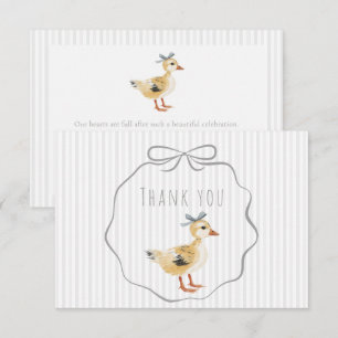 Cute Duckling Watercolor Boy Baby Shower Thank You Card