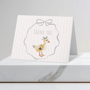 Cute Duckling Watercolor Girl Baby Shower Thank You Card