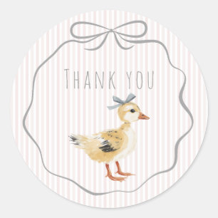 Cute Duckling Watercolor Thank You Classic Round Sticker