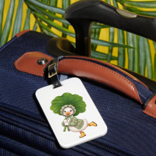 Cute Duckling with Leaf Umbrella – Whimsical Sprin Luggage Tag
