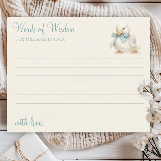 Cute Duckling with Ribbon Baby Shower Advice Card (Creator Uploaded)