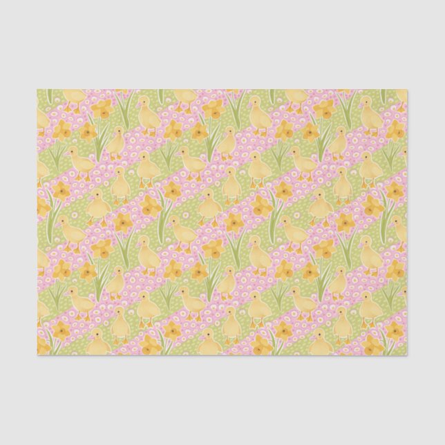 Cute Ducklings and Daffodils Easter Tissue Paper (Front)