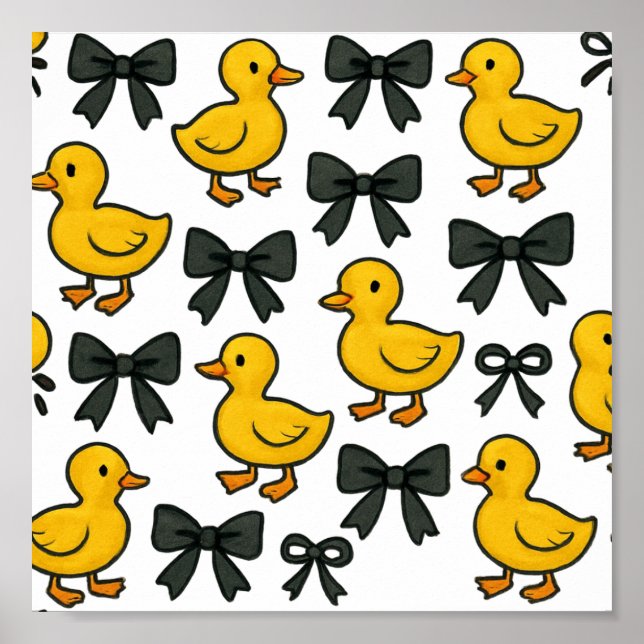 Cute Ducks & Bows Wall Poster – Value Paper (Front)