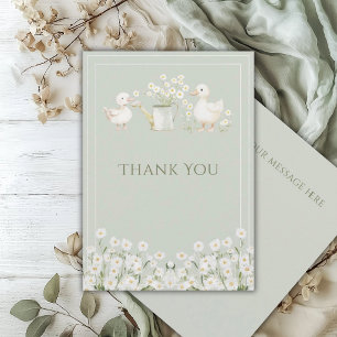 Cute Ducks & Daisies Baby Showe Flat Thank You Car Card